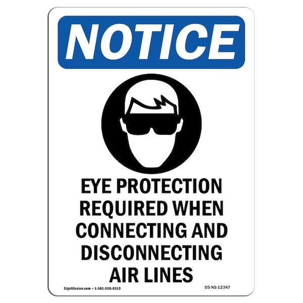 OSHA Sign, Eye Protection Required, 24in X 18in Plastic, 18" W, 24" H, Portrait, P-1824-V-12347